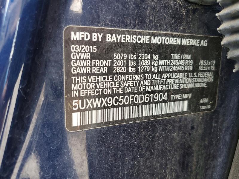 Aukcja sprzedaży 2015 Bmw X3, vin: 5UXWX9C50F0D61904, numer aukcji: 58729276