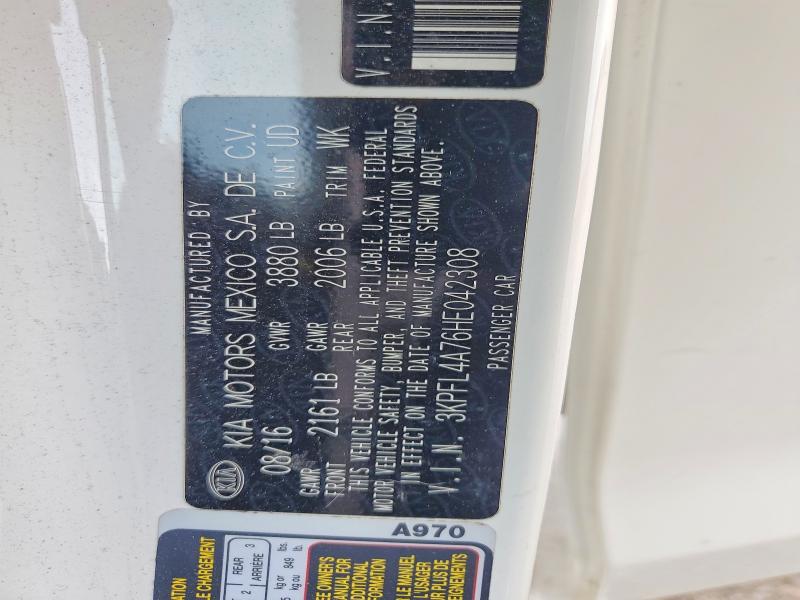 56575776 :رقم المزاد ، 3KPFL4A76HE042308 vin ، 2017 Kia Forte مزاد بيع