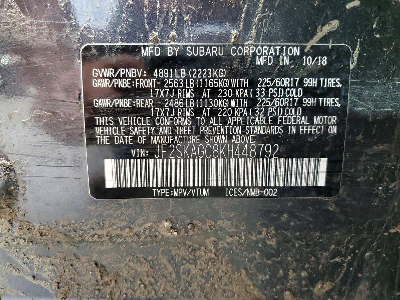 Продажа на аукционе авто 2019 Subaru Forester, vin: JF2SKAGC8KH448792, номер лота: 57715686