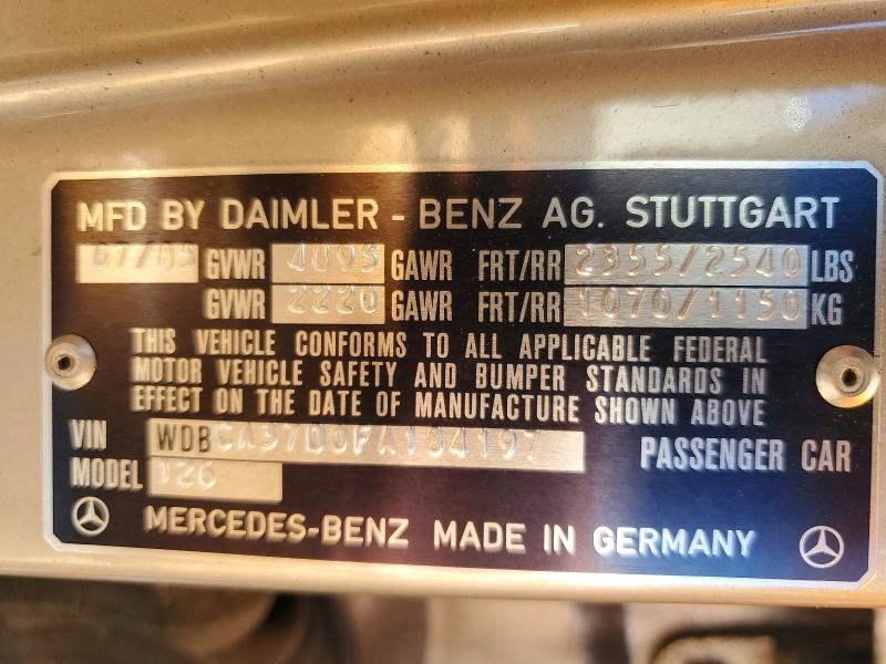 56853546 :رقم المزاد ، WDBCA37D0FA184197 vin ، 1985 Mercedes-benz 500 مزاد بيع