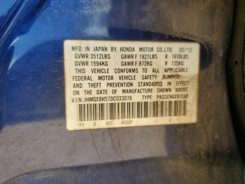Продаж на аукціоні авто 2013 Honda Fit, vin: JHMGE8H57DC033076, номер лоту: 58448416