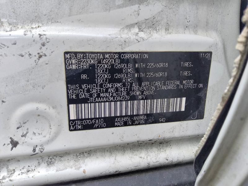 Продажа на аукционе авто 2021 Toyota Venza, vin: JTEAAAAH3MJ084239, номер лота: 58460566