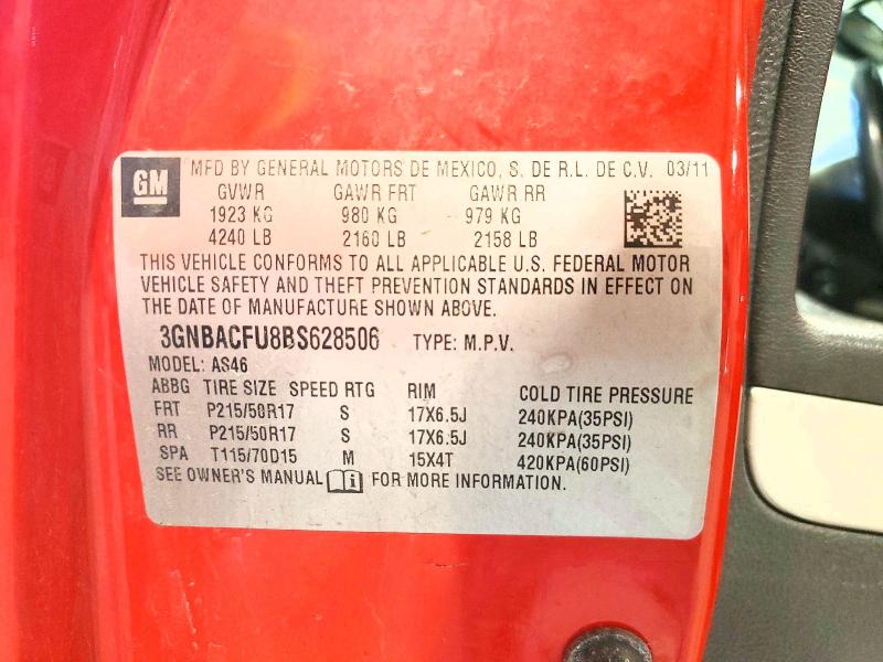 2011 Chevrolet Hhr მანქანა იყიდება აუქციონზე, vin: 3GNBACFU8BS628506, აუქციონის ნომერი: 58082886