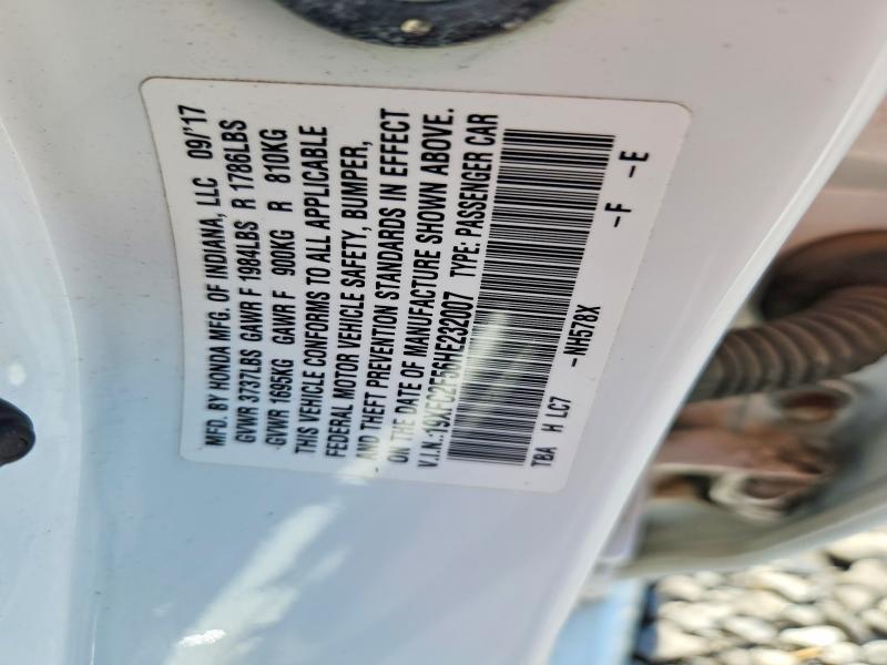 Продаж на аукціоні авто 2017 Honda Civic, vin: 19XFC2F56HE232007, номер лоту: 58358006