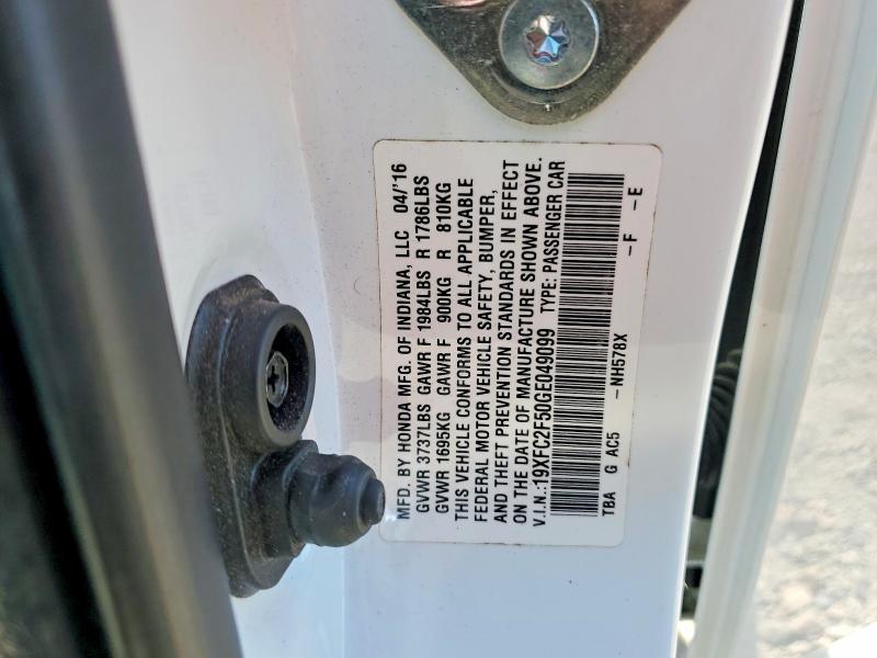 Продажа на аукционе авто 2016 Honda Civic, vin: 19XFC2F50GE049099, номер лота: 55844486