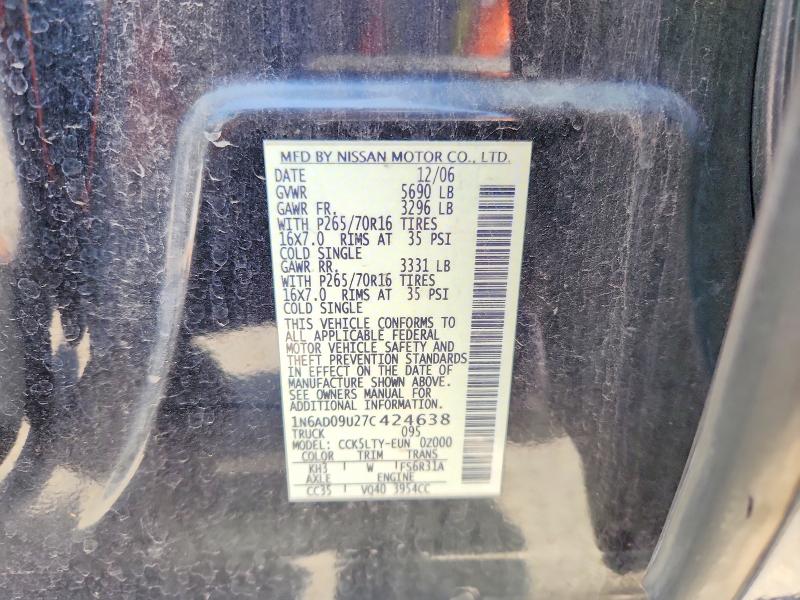 Продажа на аукционе авто 2007 Nissan Frontier, vin: 1N6AD09U27C424638, номер лота: 57941886