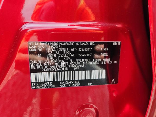 56653086 :رقم المزاد ، 2T3ZFREV9JW458387 vin ، 2018 Toyota Rav4 مزاد بيع