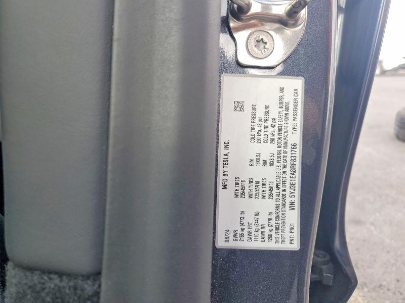 Aukcja sprzedaży 2024 Tesla Model 3, vin: 5YJ3E1EA8RF831766, numer aukcji: 57986506