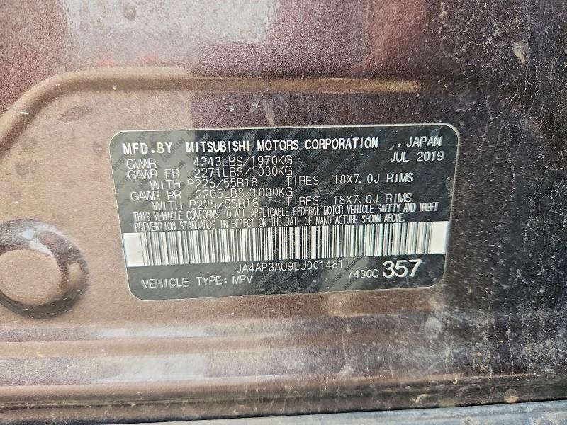 2020 Mitsubishi Outlander Sport მანქანა იყიდება აუქციონზე, vin: JA4AP3AU9LU001481, აუქციონის ნომერი: 57920346