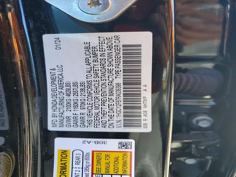 Aukcja sprzedaży 2024 Honda Accord, vin: 1HGCY2F87RA039398, numer aukcji: 57245616