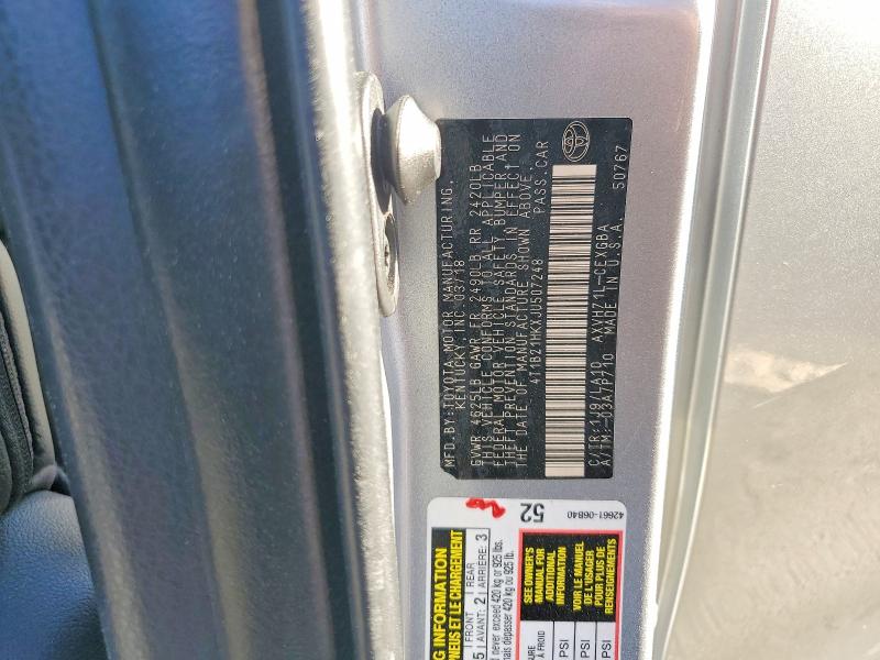 56707656 :رقم المزاد ، 4T1B21HKXJU507248 vin ، 2018 Toyota Camry Hybrid مزاد بيع