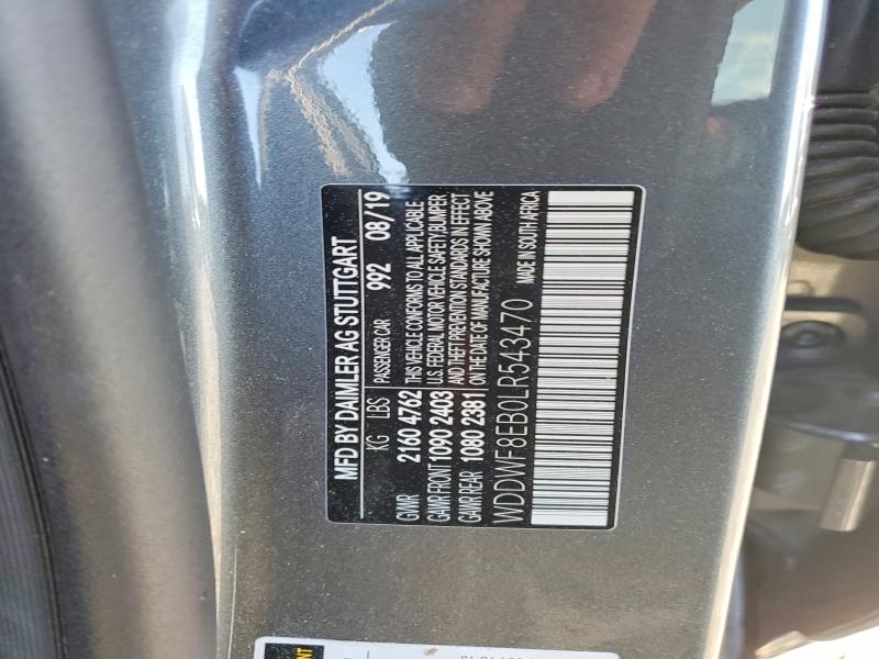 53519336 :رقم المزاد ، WDDWF8EB0LR543470 vin ، 2020 Mercedes-benz C مزاد بيع