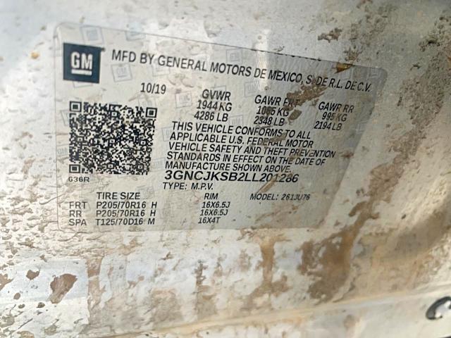 Продаж на аукціоні авто 2020 Chevrolet Trax, vin: 3GNCJKSB2LL201286, номер лоту: 59128036