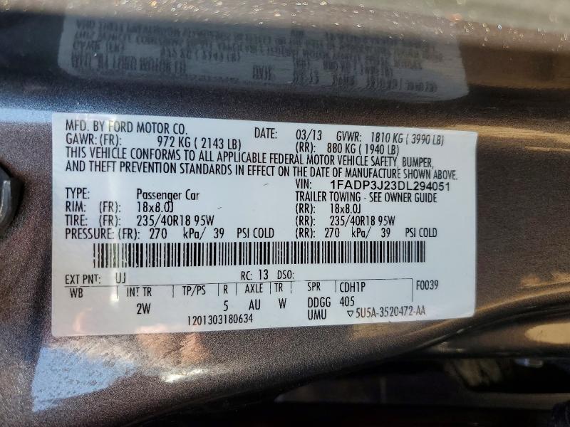 Продажа на аукционе авто 2013 Ford Focus, vin: 1FADP3J23DL294051, номер лота: 55627816