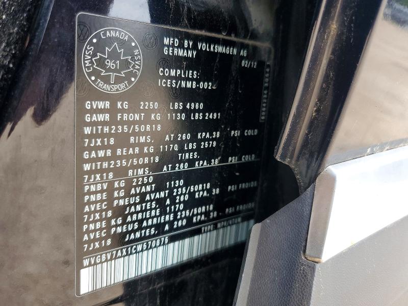 Aukcja sprzedaży 2012 Volkswagen Tiguan, vin: WVGBV7AX1CW570875, numer aukcji: 58794926
