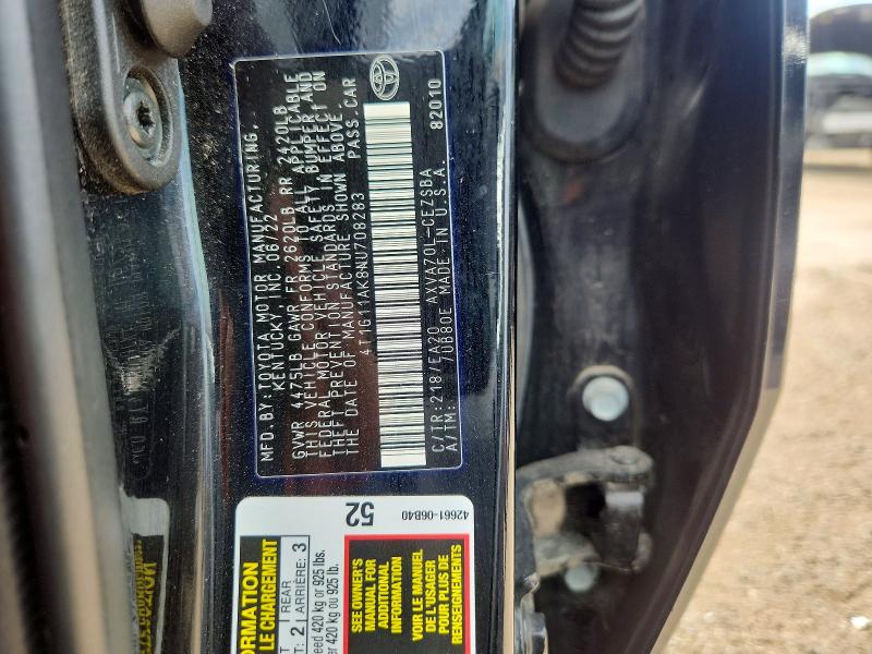 Aukcja sprzedaży 2022 Toyota Camry, vin: 4T1G11AK8NU708283, numer aukcji: 57512556