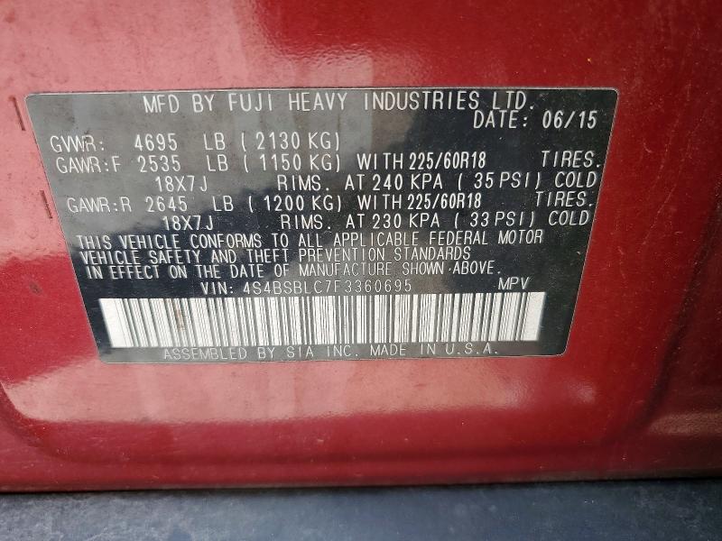 Aukcja sprzedaży 2015 Subaru Outback, vin: 4S4BSBLC7F3360695, numer aukcji: 58624216
