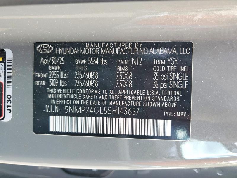 57336226 :رقم المزاد ، 5NMP24GL5SH143657 vin ، 2025 Hyundai Santa Fe مزاد بيع