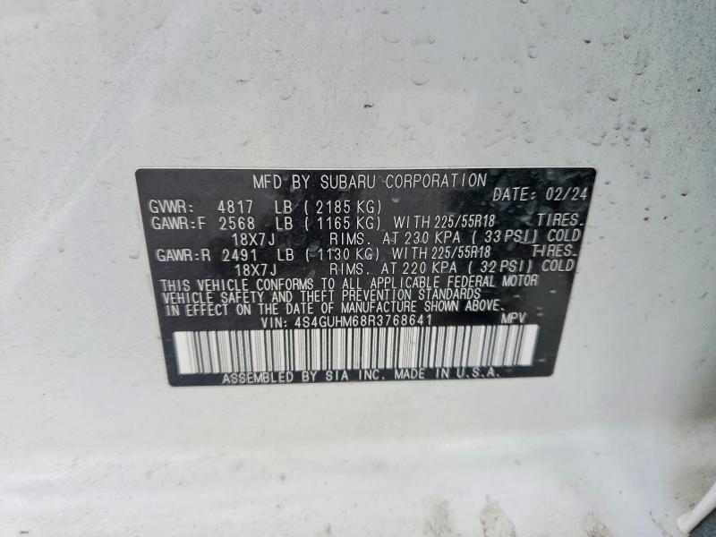 Aukcja sprzedaży 2024 Subaru Crosstrek, vin: 4S4GUHM68R3768641, numer aukcji: 58279236