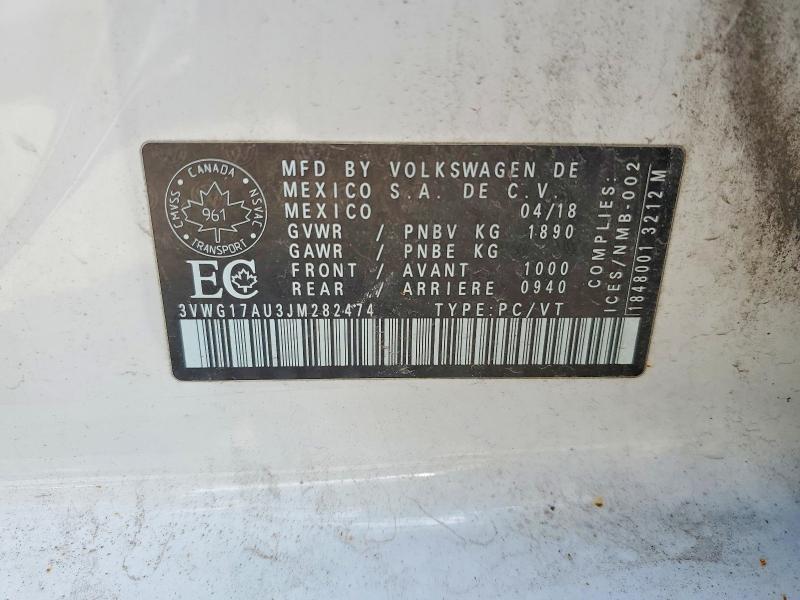 Продажа на аукционе авто 2018 Volkswagen Golf, vin: 3VWG17AU3JM282474, номер лота: 57212936