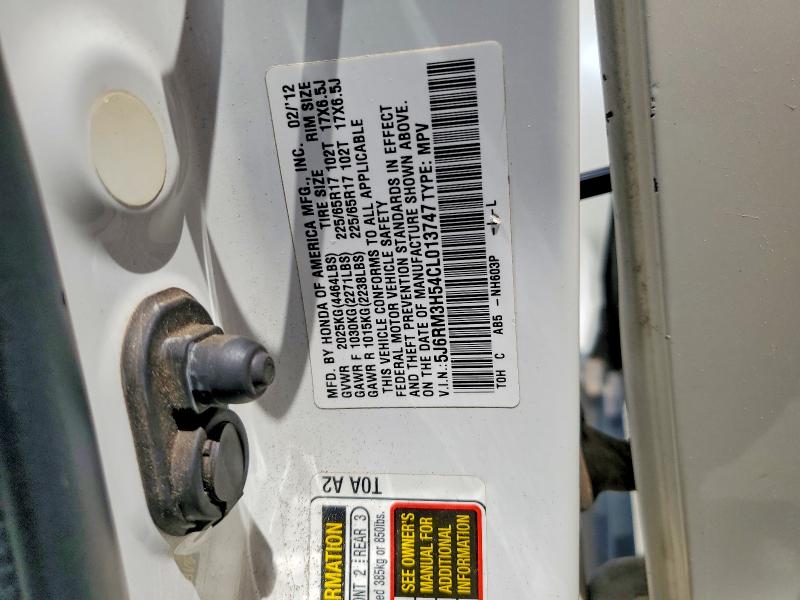 2012 Honda Cr-v მანქანა იყიდება აუქციონზე, vin: 5J6RM3H54CL013747, აუქციონის ნომერი: 57177466
