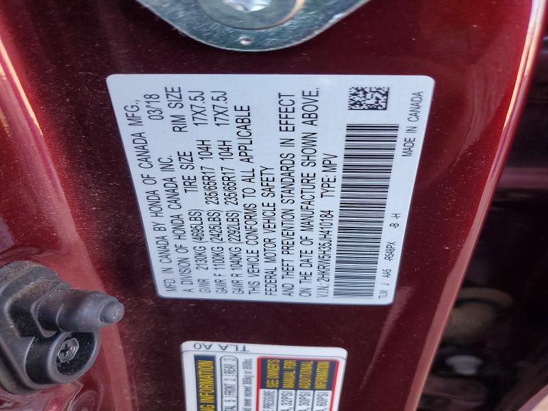 Продажа на аукционе авто 2018 Honda Cr-v, vin: 2HKRW5H35JH410184, номер лота: 58585276