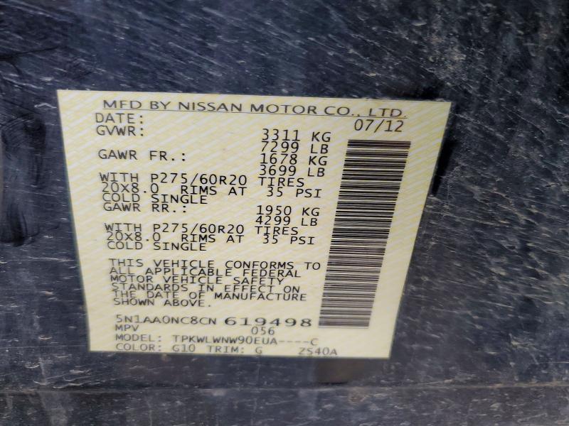Aukcja sprzedaży 2012 Nissan Armada, vin: 5N1AA0NC8CN619498, numer aukcji: 59086736