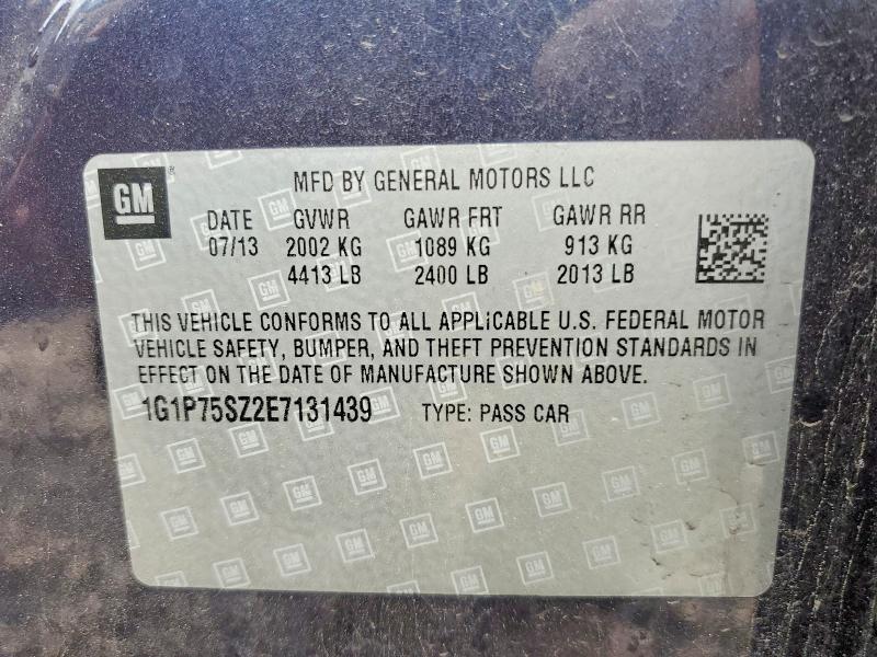 2014 Chevrolet Cruze მანქანა იყიდება აუქციონზე, vin: 1G1P75SZ2E7131439, აუქციონის ნომერი: 57821556