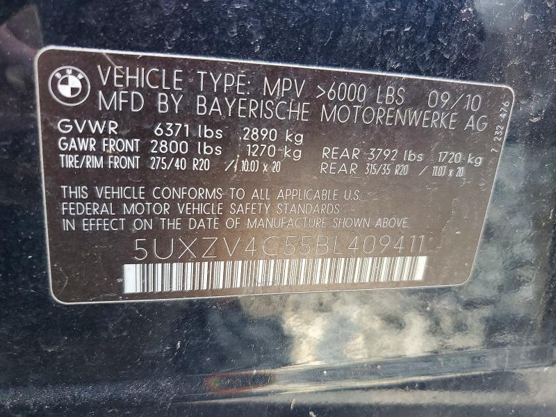 Продаж на аукціоні авто 2011 Bmw X5, vin: 5UXZV4C55BL409411, номер лоту: 56992446