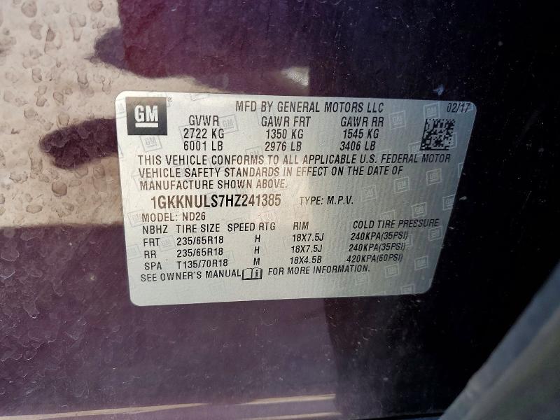 Продаж на аукціоні авто 2017 Gmc Acadia, vin: 1GKKNULS7HZ241385, номер лоту: 58482916