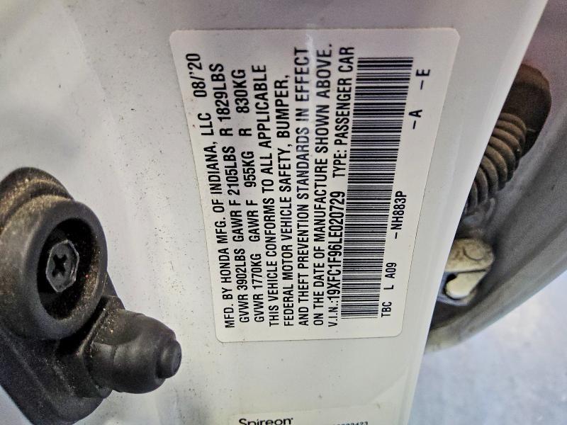 55397066 :رقم المزاد ، 19XFC1F96LE020729 vin ، 2020 Honda Civic مزاد بيع