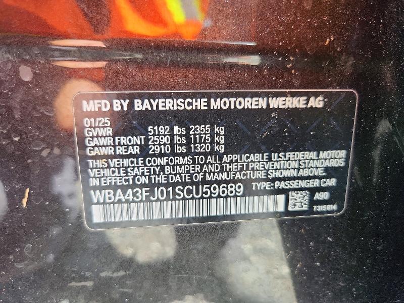 57251936 :رقم المزاد ، WBA43FJ01SCU59689 vin ، 2025 Bmw 530 مزاد بيع
