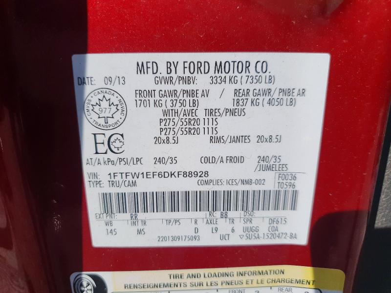 Продажа на аукционе авто 2013 Ford F150, vin: 1FTFW1EF6DKF88928, номер лота: 56722586