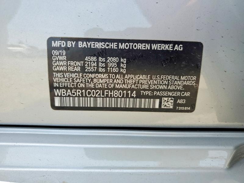 57092236 :رقم المزاد ، WBA5R1C02LFH80114 vin ، 2020 Bmw 330i مزاد بيع