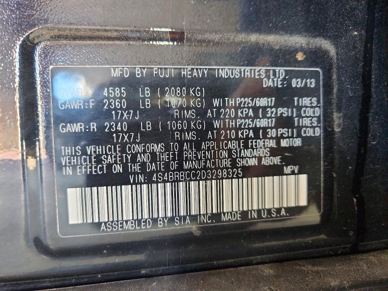 Продажа на аукционе авто 2013 Subaru Outback, vin: 4S4BRBCC2D3298325, номер лота: 57869576