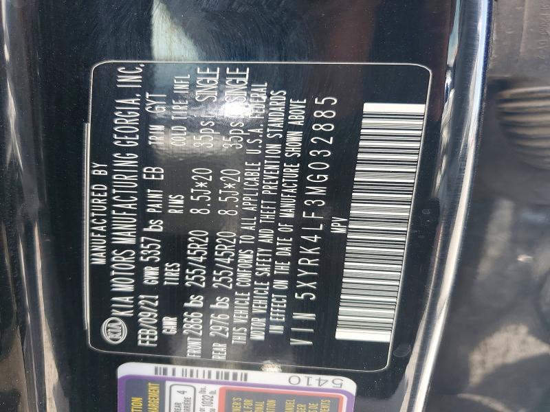 2021 Kia Sorento მანქანა იყიდება აუქციონზე, vin: 5XYRK4LF3MG032885, აუქციონის ნომერი: 55658696