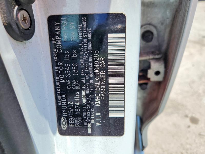 57530016 :رقم المزاد ، KMHCT5AEXCU049288 vin ، 2012 Hyundai Accent مزاد بيع
