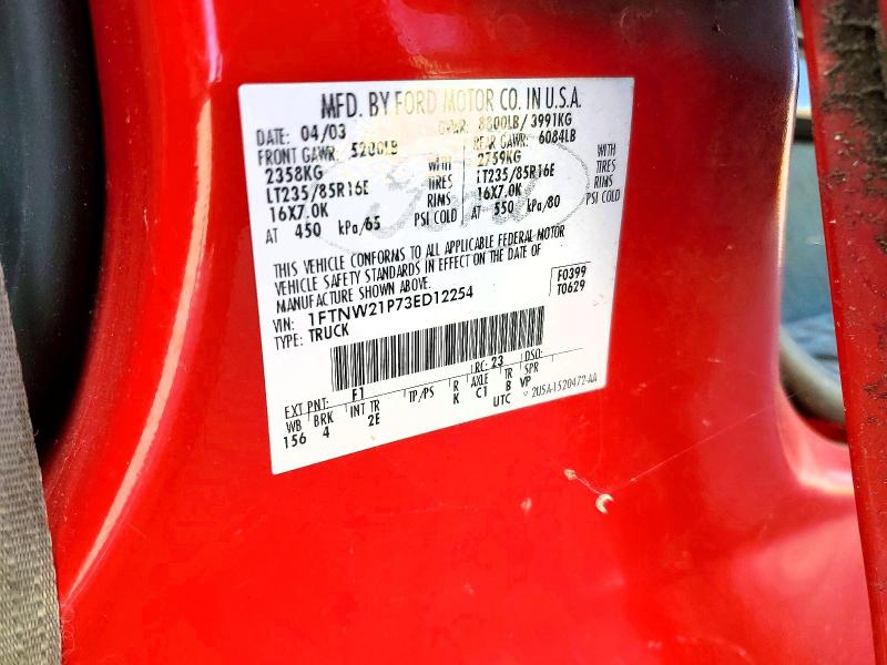 Продажа на аукционе авто 2003 Ford F250, vin: 1FTNW21P73ED12254, номер лота: 59375946