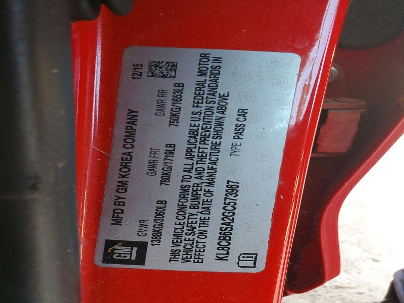 54893146 :رقم المزاد ، KL8CB6SA2GC573967 vin ، 2016 Chevrolet Spark مزاد بيع