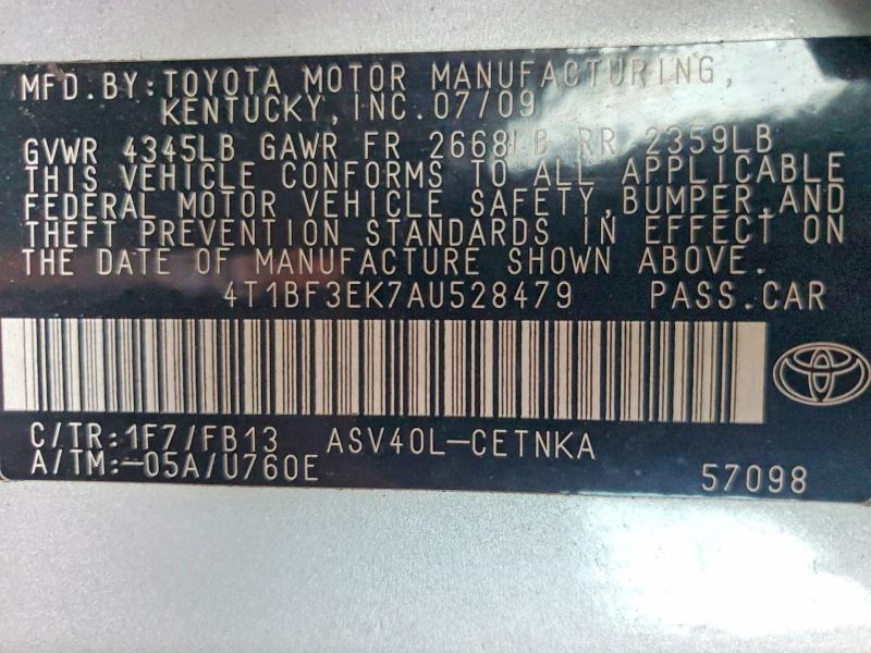 57783946 :رقم المزاد ، 4T1BF3EK7AU528479 vin ، 2010 Toyota Camry مزاد بيع