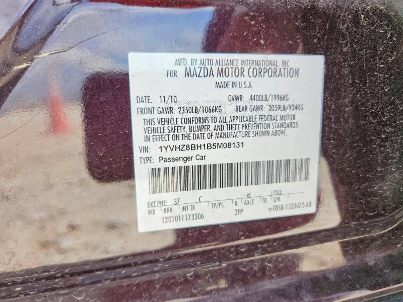 55903516 :رقم المزاد ، 1YVHZ8BH1B5M08131 vin ، 2011 Mazda 6 مزاد بيع
