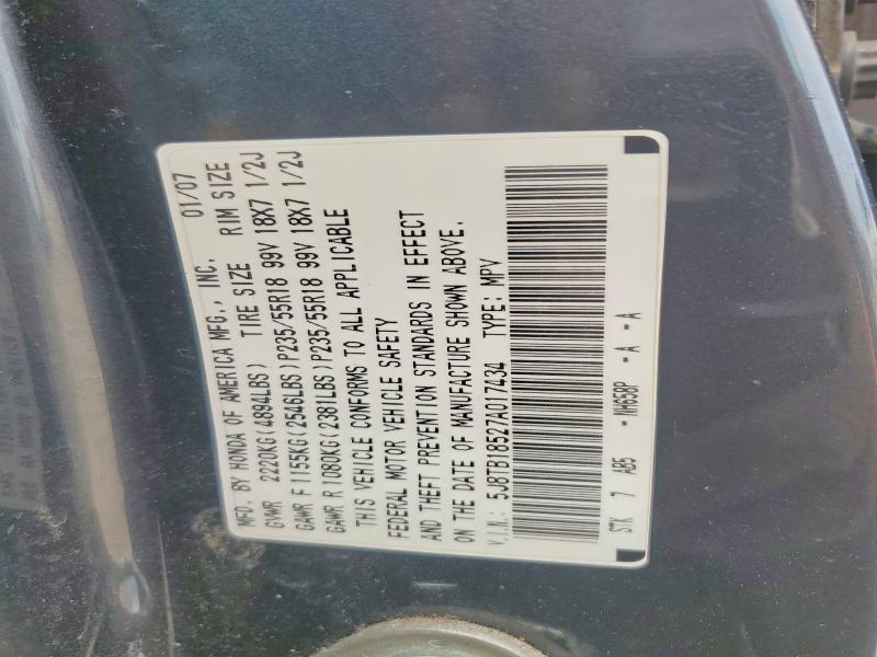 Продажа на аукционе авто 2007 Acura Rdx, vin: 5J8TB18527A017434, номер лота: 58446876