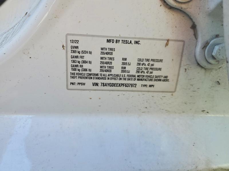 55954846 :رقم المزاد ، 7SAYGDEEXPF637972 vin ، 2023 Tesla Model Y مزاد بيع