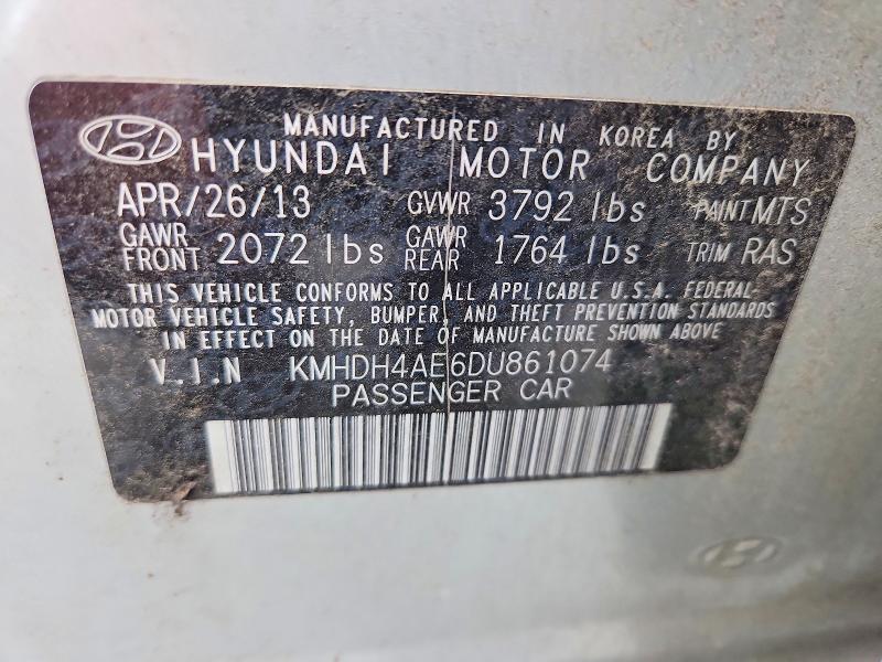 Продаж на аукціоні авто 2013 Hyundai Elantra, vin: KMHDH4AE6DU861074, номер лоту: 58427116