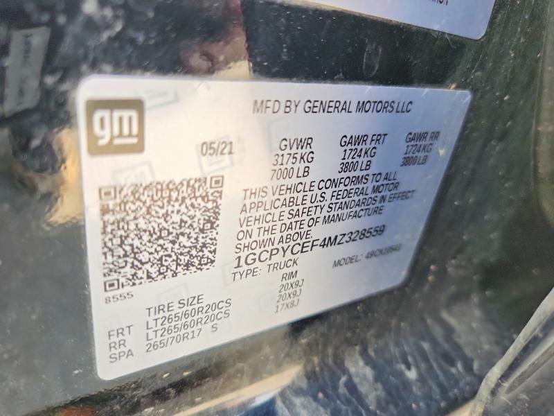 Продаж на аукціоні авто 2021 Chevrolet Silverado, vin: 1GCPYCEF4MZ328559, номер лоту: 85968215