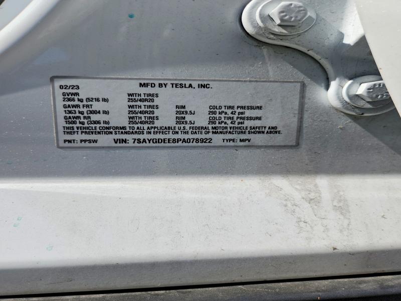 2023 Tesla Model Y მანქანა იყიდება აუქციონზე, vin: 7SAYGDEE8PA078922, აუქციონის ნომერი: 56115736