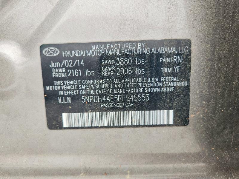 2014 Hyundai Elantra მანქანა იყიდება აუქციონზე, vin: 5NPDH4AE5EH545553, აუქციონის ნომერი: 55790996