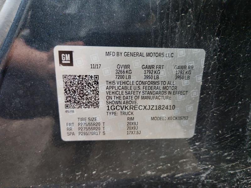 58739926 :رقم المزاد ، 1GCVKRECXJZ182410 vin ، 2018 Chevrolet Silverado مزاد بيع