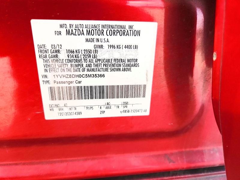 Продажа на аукционе авто 2012 Mazda 6, vin: 1YVHZ8DH0C5M35366, номер лота: 58270256