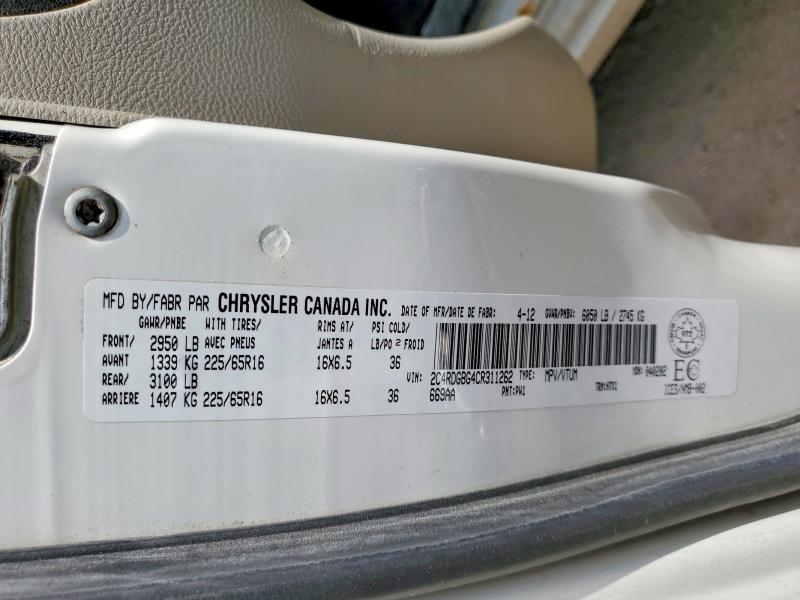 2012 Dodge Grand Caravan მანქანა იყიდება აუქციონზე, vin: 2C4RDGBG4CR311262, აუქციონის ნომერი: 56287246